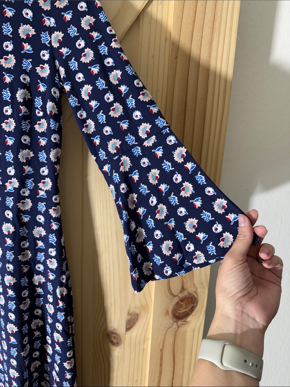 NWT Boden Navy Floral Swing Dress with Pink and White Accents - Picture 5 of 8